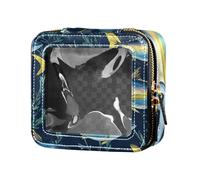 Divertente borsa per il trucco trasparente con pesci di tonno pinna gialla blu navy trasparente per borsa da viaggio borsa da toilette borse cosmetiche organizer per viaggi