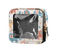 Divertente borsa per il trucco trasparente impermeabile con cerniera per la cura della pelle, organizer portatile per cosmetici per donne e ragazze, Mandala decorato con elefanti colorati, Taglia