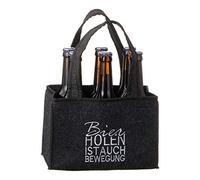 Divertente borsa portabottiglie "Bier holen ist auch Bewegung" per 6 bottiglie in poliestere