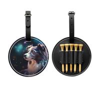 Divertente borsa portaoggetti per tee da golf con stampa di cani da compagnia, design portatile, facile da organizzare, nero, Taglia unica