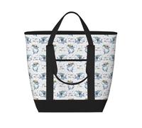 Divertente borsa termica con squalo felice, grande borsa termica isolata per alimenti, borsa termica per la spesa con cerniera superiore per viaggi e picnic