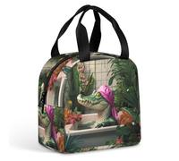 Divertente borsa termica per il pranzo, a prova di perdite, con stampa di coccodrillo, per lavoro, viaggi, attività all'aperto
