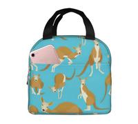 Divertente borsa termica per il pranzo con stampa di canguro e zoo, per donne e uomini, con tasca frontale