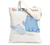 Divertente borsa tote in tela con gatto, design giocoso con animali, borsa della spesa riutilizzabile, leggera e lavabile, tracolla in tela per uso quotidiano, viaggi all'aperto, picnic, 33 x 38 cm