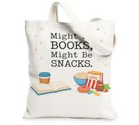 Divertente borsa tote in tela, design per snack e libri, leggera, lavabile, casual, elegante, riutilizzabile, per tutti i giorni, bianco, 13x15 Inch