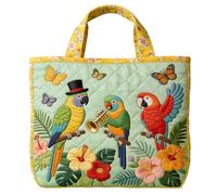 Divertente borsa tote trapuntata, borsa patchwork a tema animali fattoria, borsa per il trucco del libro dei gatti, borsa in tela estetica riutilizzabile per shopping, lavoro, viaggi, compleanno, San
