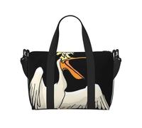 Divertente borsone con motivo pellicano, borsa a tracolla portatile, adatta per fitness, pendolarismo, viaggi.
