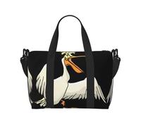 Divertente borsone con motivo pellicano, può essere indossato a tracolla o a spalla, adatto per viaggi e campeggio.