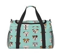 Divertente borsone da viaggio con bulldog inglese, borsa da weekend, weekend, per la notte, per allenamento, sport, ospedale