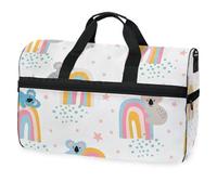 Divertente borsone da viaggio con koala con arcobaleno per uomini, donne, ragazzi e adolescenti, borsa sportiva oversize con scomparto per scarpe, per la notte, il fine settimana, yoga, allenamento,