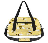 Divertente borsone per bambini con api gialle leggere e leggere, da portare con sé, per la notte, per il fine settimana, da portare con sé, da viaggio, da ballo, Api divertenti, 18.5L x 7.8W x 9.4H