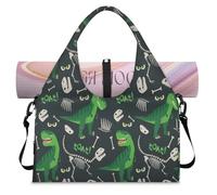 Divertente borsone sportivo con osso di dinosauro per donne e uomini, borsa da notte per il fine settimana con scomparto per scarpe borsa a tracolla tote per yoga palestra viaggi, Colore, L, Organizer