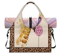 Divertente borsone sportivo con stampa di giraffa con scomparto per scarpe, week-end, per la notte, per palestra, yoga, viaggi, Colore, L, Borsone da viaggio