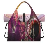 Divertente borsone sportivo con teschio galassia con scomparto per scarpe teschio umano borse da viaggio per il fine settimana borsa da cabina per palestra yoga viaggio, Colore, L, Borsone da viaggio