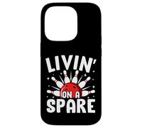 Divertente boss del bowling retrò Livin' On A Spare Custodia per iPhone 14 Pro