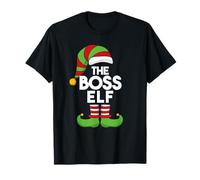 Divertente Boss Elf Costume di Natale Babbo Natale Helper Matching Maglietta