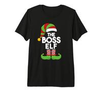 Divertente Boss Elf Costume di Natale Babbo Natale Helper Matching Maglietta Premium