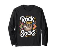 Divertente Bradipo Rock Your Socks Comico Appeso Maglia a Manica