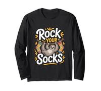 Divertente Bradipo Rock Your Socks Comico Appeso Maglia a Manica
