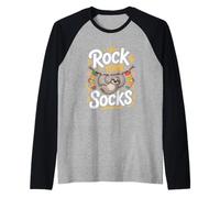 Divertente Bradipo Rock Your Socks Comico Appeso Maglia con Maniche Raglan
