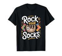 Divertente Bradipo Rock Your Socks Comico Appeso Maglietta