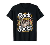 Divertente Bradipo Rock Your Socks Comico Appeso Maglietta