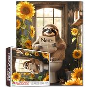 Divertente bradipo sulla toilette puzzle per adulti 1000 pezzi divertente bagno animale puzzle carino bradipo lettura giornale - sfidante girasole decorazione rustica regalo per serate di gioco in