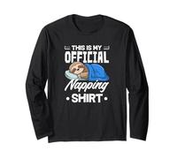Divertente Bradipo This Is My Official Napping Maglia a Manica