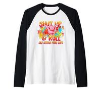 Divertente Brasiliano Jiu-Jitsu Shut Up & Roll BJJ Training Maglia con Maniche Raglan