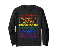 Divertente Bridge Partner Rolling Eyes Rainbow Tipografia Maglia a Manica