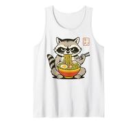 Divertente Brontolo Raccoon Ramen Sumi-e Kawaii Inchiostro Giapponese Retro Canotta