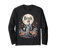 Divertente Bruh Ghost Halloween Lanterna Spooky Fun Boo Maglia a Manica