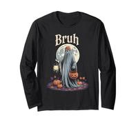 Divertente Bruh Ghost Halloween Lanterna Spooky Fun Boo Maglia a Manica