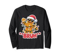 Divertente Bruh Gingerbread Man Aggrovigliato Luci di Natale Ragazzi Uomini Maglia a Manica