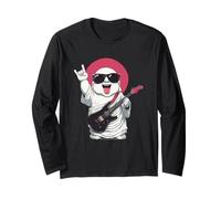 Divertente Buddha Rock Music Guitar Player Retro Design Maglia a Manica