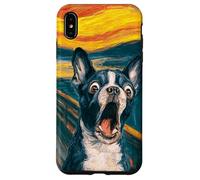 Divertente Bulldog francese amante dei cani Parodia Art The Scream Custodia per iPhone XS Max