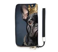 Divertente Bulldog francese Frenchie con una corona d'oro portafoglio sottile per le donne borsa lunga carino pochette da polso borsa porta carte, Stile:, 20x10.5cm