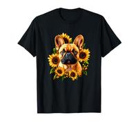 Divertente Bulldog francese, girasole, cucciolo, articoli da uomo, carino, divertente, vestito, regalo, Maglietta