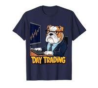 Divertente Bulldog Stock Market Day Trader Maglietta