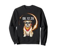 Divertente Bulldog Total Eclipse 2026 Design Bandiera Spagna Felpa
