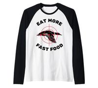 Divertente caccia all'anatra volante per i cacciatori mangiare più fast food Maglia con Maniche Raglan