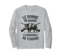 Divertente Cacciatore Le Donne Mi Amano Cinghiali Mi Temono Maglia a Manica