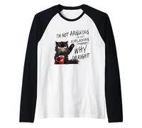 Divertente caffè Angry Cat, Non STO discutendo STO Solo spiegando Maglia con Maniche Raglan