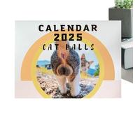 Divertente calendario da parete 2025, calendario del culo di gatto - Robusto calendario con pagine lucide e culo di gatto - Divertente calendario con gatti con stampa di fascia alta per gag, Natale, c