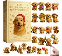 Divertente calendario dell'avvento 2025 con Golden Retriever, set regalo a tema cuccioli, conto alla rovescia per Natale da 24 giorni, con decorazioni 2D in acrilico per gli amanti degli animali