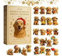 Divertente calendario dell'avvento natalizio 2025 con Golden Retriever, set regalo di Natale a tema cucciolo, 24 pezzi 2D in acrilico, adorabili decorazioni da collezione per amanti degli animali