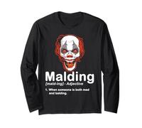 Divertente Calvo Guy Pazzo Clown Halloween Definizione Maglia a Manica