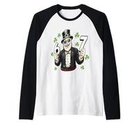 Divertente Camicia con 6 e 7 Numeri Lucky And Clover, Leprechaun Vintage Maglia con Maniche Raglan