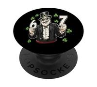Divertente camicia con 6 e 7 numeri Lucky and Clover, leprechaun vintage PopSockets PopGrip Adesivo