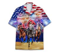 Divertente camicia hawaiana colorata per uomo uomo animali casual camicie hawaiane da uomo manica corta button down camicia da uomo, Derby americano del Kentucky, S